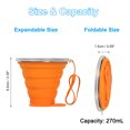 thumbnail image 2 of Uxcell Collapsible Travel Cup, 2 Pack 270mL Folding Cup with Lid for Traveling, Orange, 2 of 6