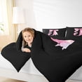 thumbnail image 3 of Manfei Watercolor Bow Letter J Queen Comforter Set for Girls, Black Pink Initial Bedding Comforter Set, Black Reversible, 3pcs, 3 of 6