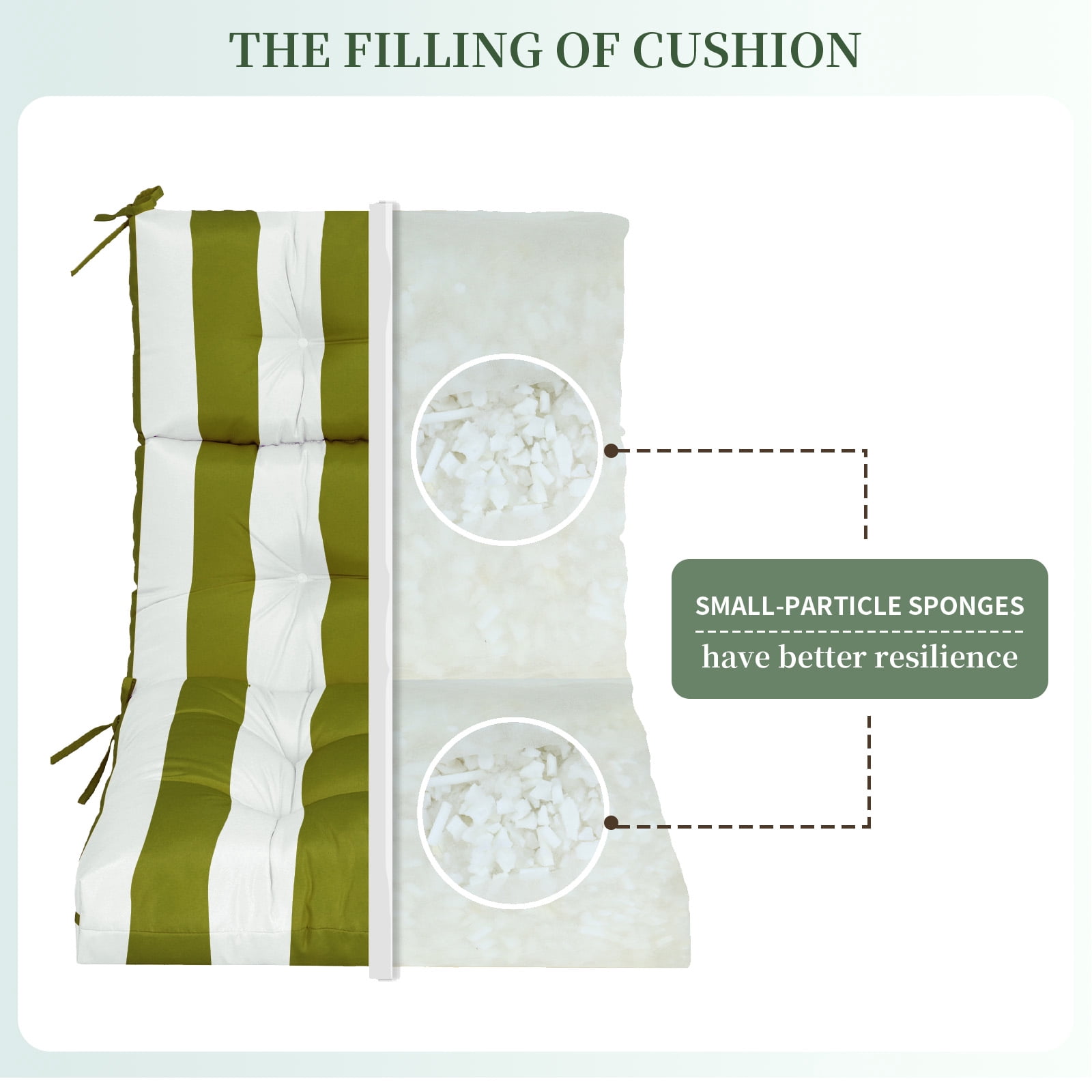 2-Pack High Back Outdoor Chair Cushions, Waterproof & Fade-Resistant Tufted Patio Chair Cushion for Rocking Chairs Adirondack Garden Porch Home Office Chair Use - 44" x 22" x 4"