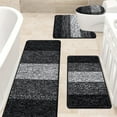 thumbnail image 3 of Ileading Traditional 4 Piece Microfiber Washable Bathroom Rug Set, Black, 3 of 11