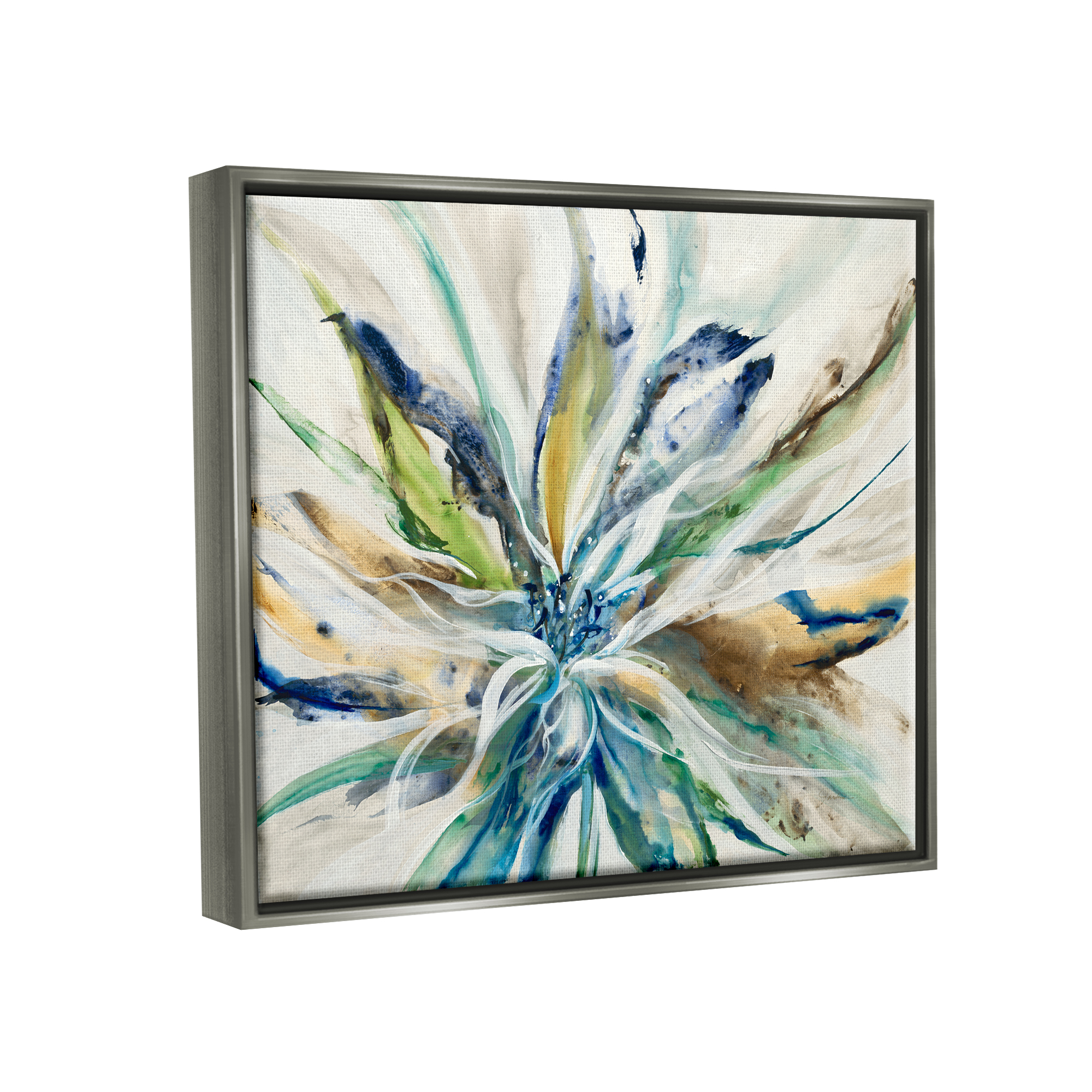 Stupell Industries Abstract Botanical Petals Botanical & Floral Painting Gray Floater Framed Art Print Wall Art, 21 x 17