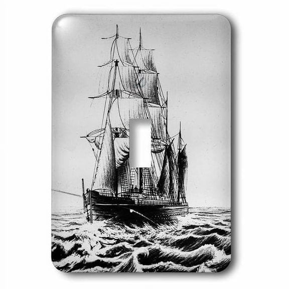 3dRose, Victorian Anchored Magic Lantern Maritime Tall Sailing Ship No. 1, single toggle switch