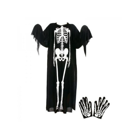 Skeleton Skin Suit Halloween Costume Screaming Ghost Party Cloak for Kids and