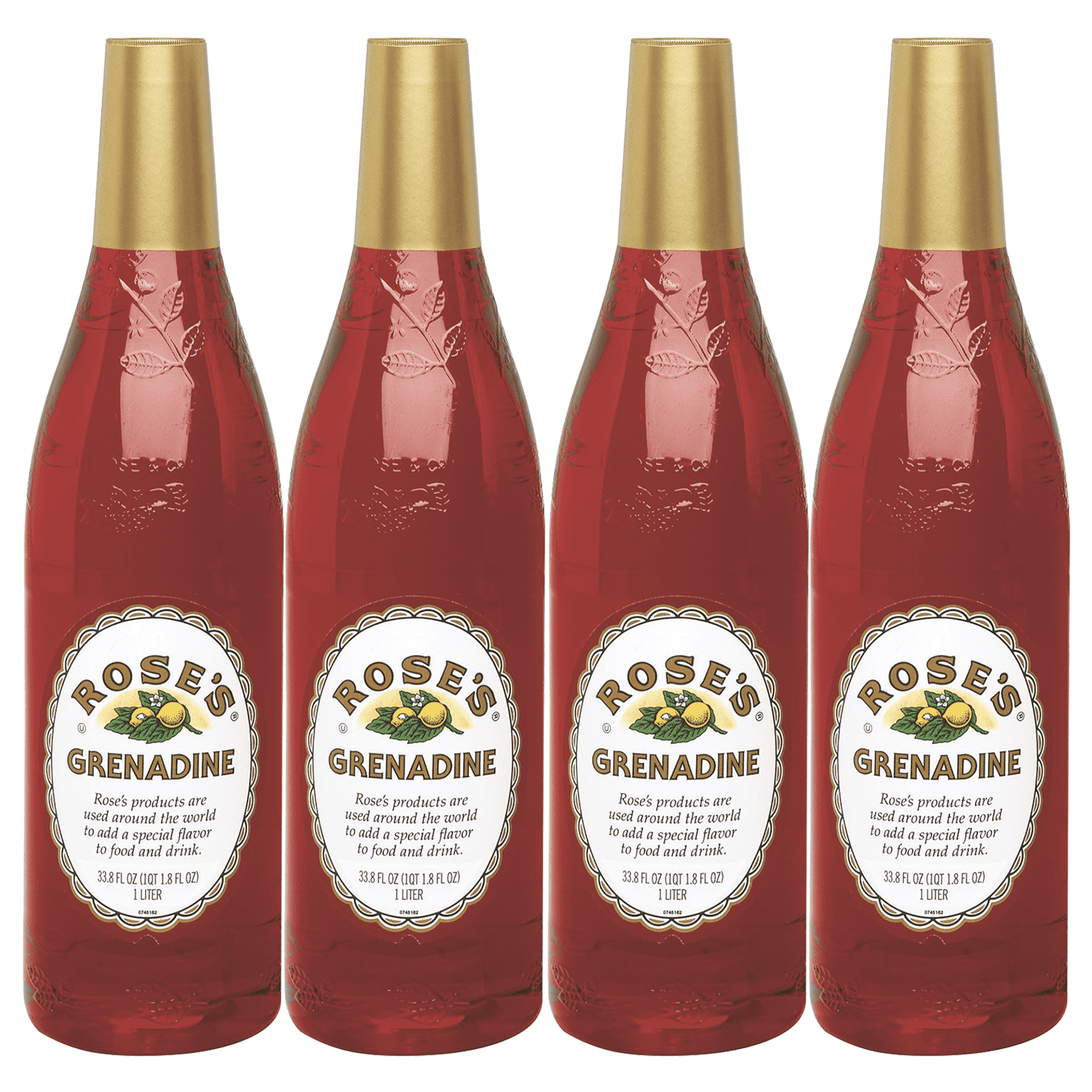 Rose’s Grenadine Syrup 4 Pack 1 Liter Bottle, | Perfect for Cocktails, Beverages, and Mixers