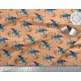 thumbnail image 2 of Soimoi Orange Japan Crepe Satin Fabric Leaves,Floral & American Robin Bird Fabric Prints by Yard 42 Inch Wide, 2 of 3