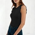 thumbnail image 4 of ClodeEU Women's Ribbed Crew Neck Sleeveless Tank Top, Trendy Casual Slim Fit Top for Summer Black,Women's Plus L, 4 of 6