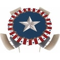 thumbnail image 2 of July 4th Round Fitted Tablecloth with Elastic Edge-Western Star on Blue Table Cloth for 36"-44" Circle Tables,Waterproof Oil-Proof Table Cover for Outdoor Picnic Party Events,USA Flag Red White Stripe, 2 of 6