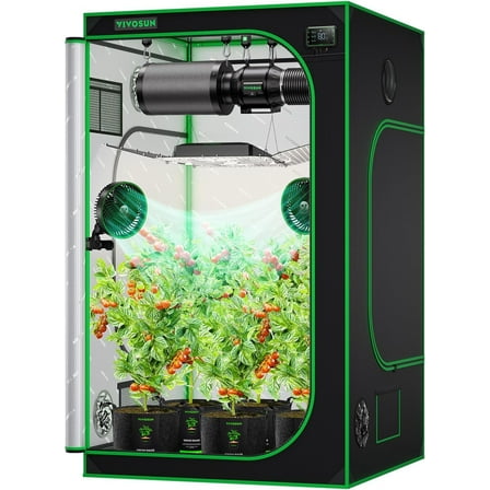 VIVOSUN S448 4x4 Grow Tent, 48"x48"x80" High Reflective Mylar with Observation Window and Floor Tray for Hydroponics Indoor Plant for VS4000/VSF4300