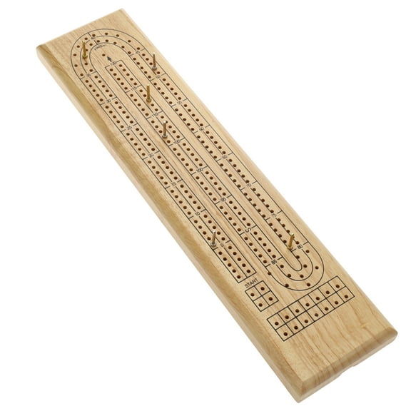 WE Games Classic Cribbage Set - Solid Wood 2 Track Board - Metal Pegs