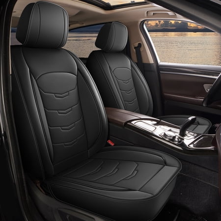 HQBQBUG Car Seat Covers Front Seats Fit for Chevrolet Chevy Traverse 2018-2025 Faux Leather Comfort Waterproof Automotive Seat Covers Protector Black,Front Seat