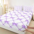 thumbnail image 3 of Manfei Cute Purple Bowtie Fitted Sheet Queen,Dreamy Bow Bedding,3-Piece,1 Fitted Sheet and 2 Pillowcases, 3 of 6