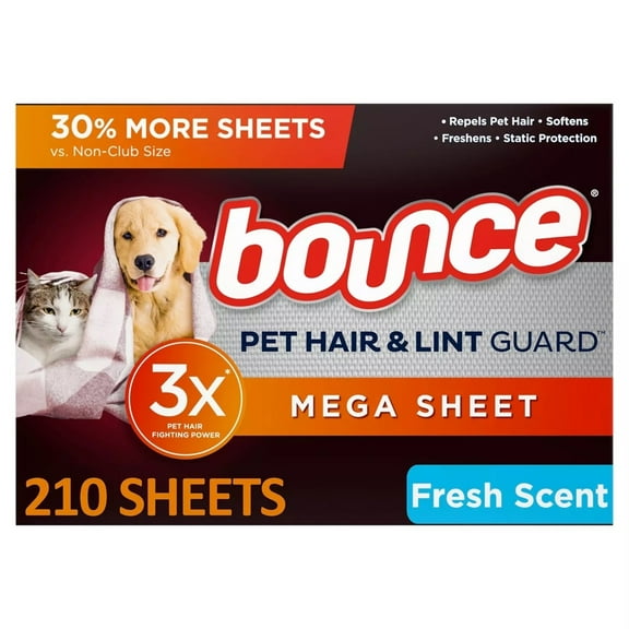 Bounce Pet Hair and Lint Guard Mega Dryer Sheets Fresh Scent (210 Sheets)