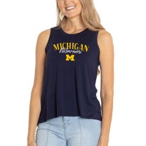 Women's  Navy Michigan Wolverines Hannah High Neck Tank Top