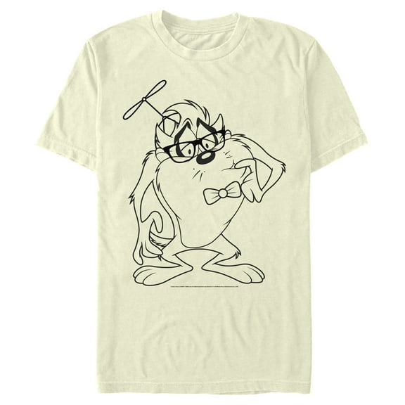 Men's Looney Tunes Taz Glasses Big Face Drawing  Graphic Tee Beige Medium