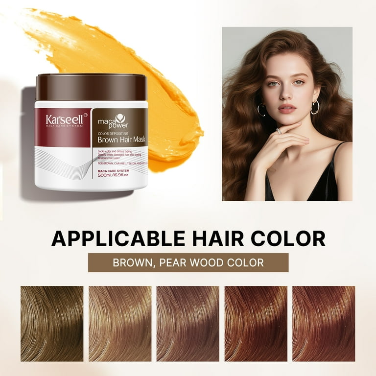 Karseell Hair Color Depositing Mask, Brown Conditioner for Colored