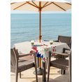 thumbnail image 4 of Square Outdoor Tablecloth with Umbrella Hole Independence Day Table Cloth Waterproof Patio Table Cover Blue White Blossom Flowers Vintage Beige Zipper Tablecloths for Picnic Camping 54x54 Inch, 4 of 8