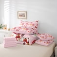 thumbnail image 5 of Feelyou Kawaii Santa Claus Bedding Comforter Set 7pcs for Child, Pink Christmas Stars Queen Bedding Sets, Happy New Year Reversible Queen Sheet Sets, Super Cozy Room Decor, 5 of 7