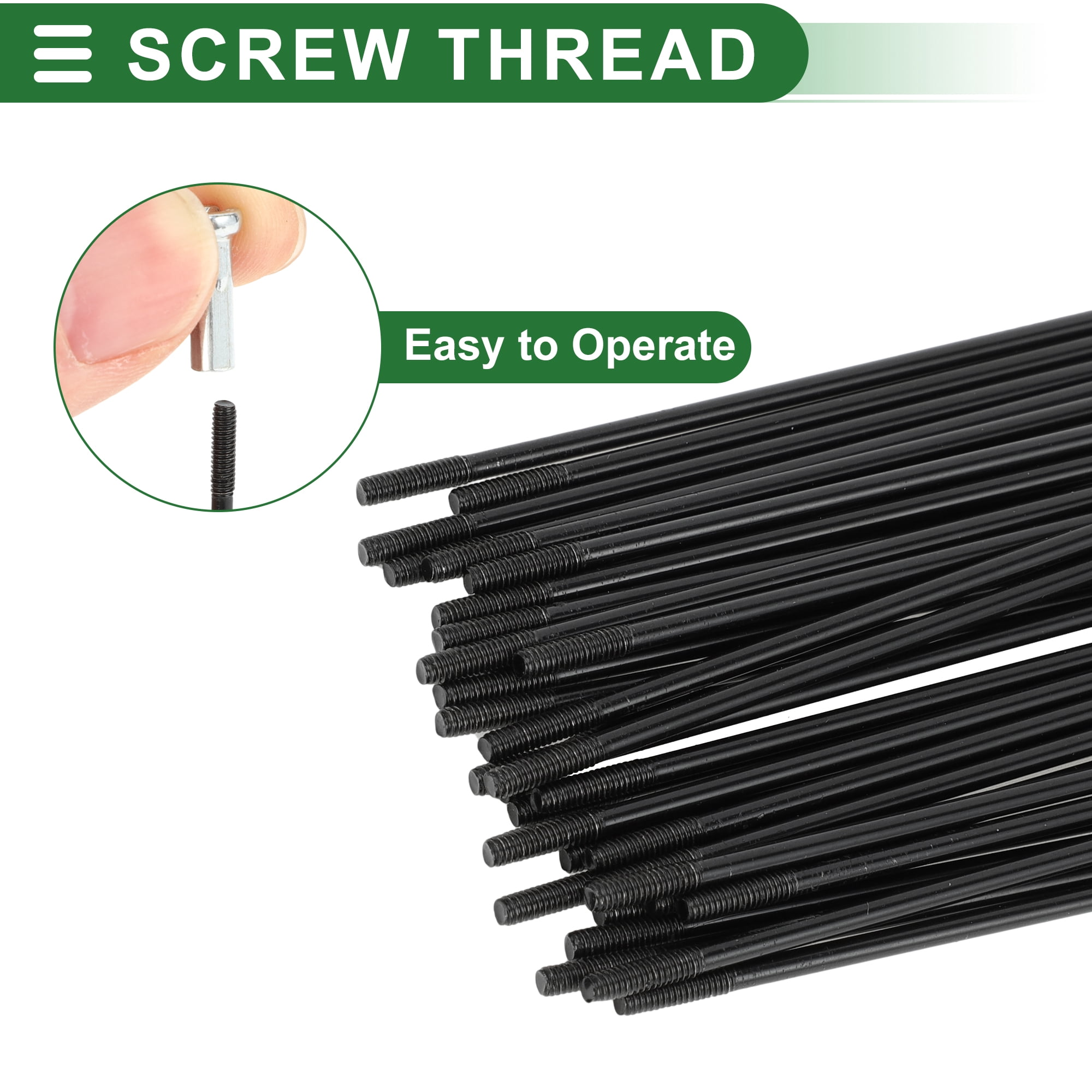 Unique Bargains 36Pcs Universal Bike Wheel Spokes 14G Carbon Steel Black Black 8.07"