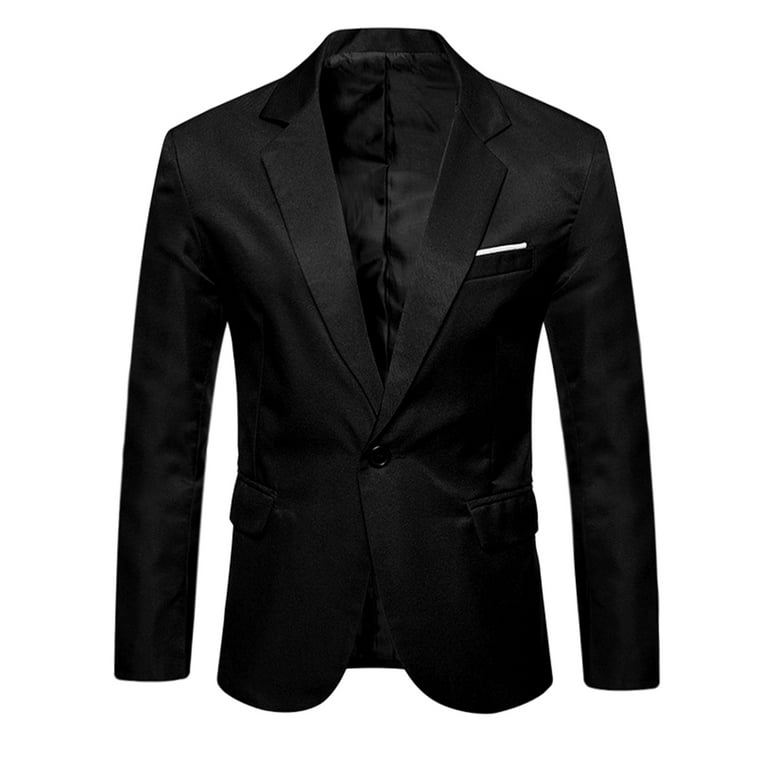 Unique Bargains Men s Business Slim Fit Sports Coats One Button Formal Blazers L Black Walmart