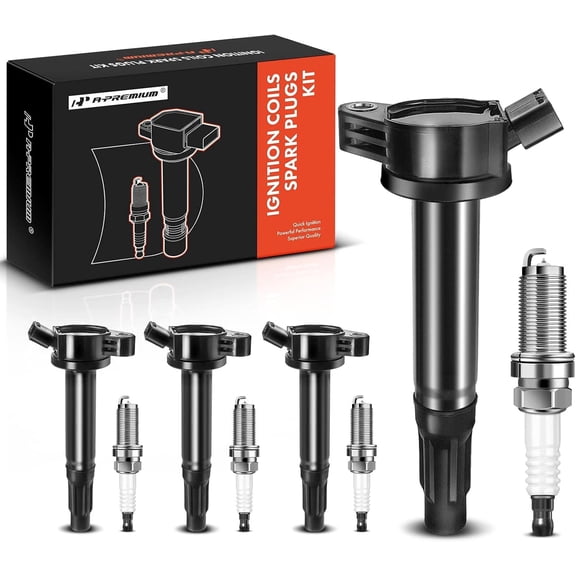 A-Premium Set of 4 Ignition Coil Pack and Iridium Spark Plugs Compatible with Toyota Camry 2010-2017, RAV4 2009-2018, Sienna 2011-2013, L4 2.5L 2.7L