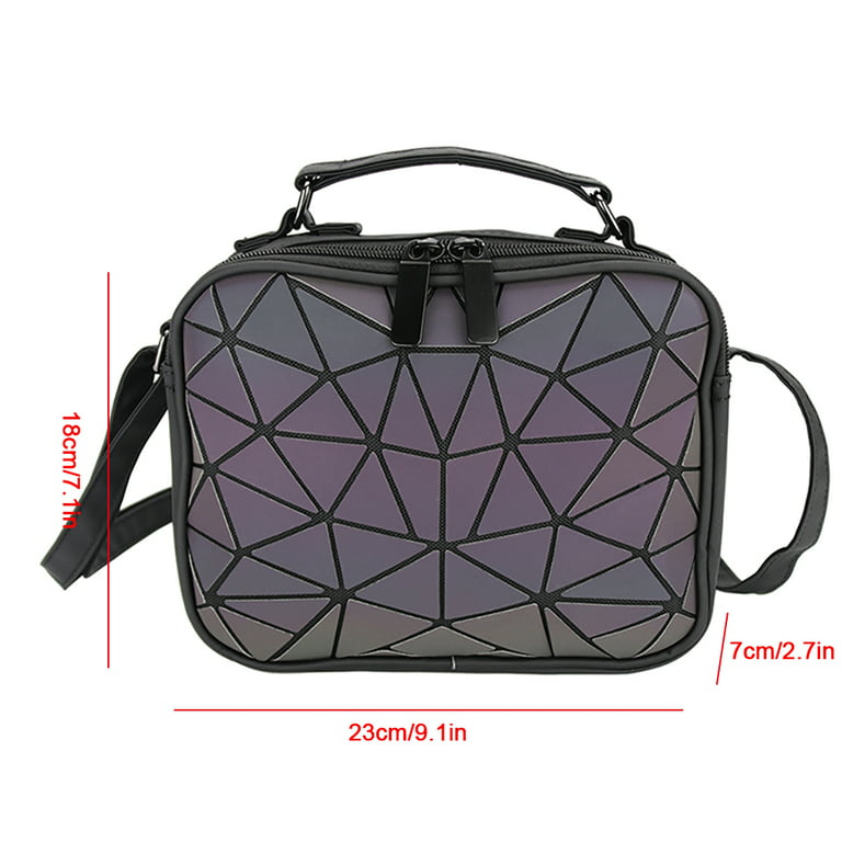 CAFINY Geometric Luminous Wallet for Women Holographic Reflective Clutch  Purse with 3 Folds and Snap Button