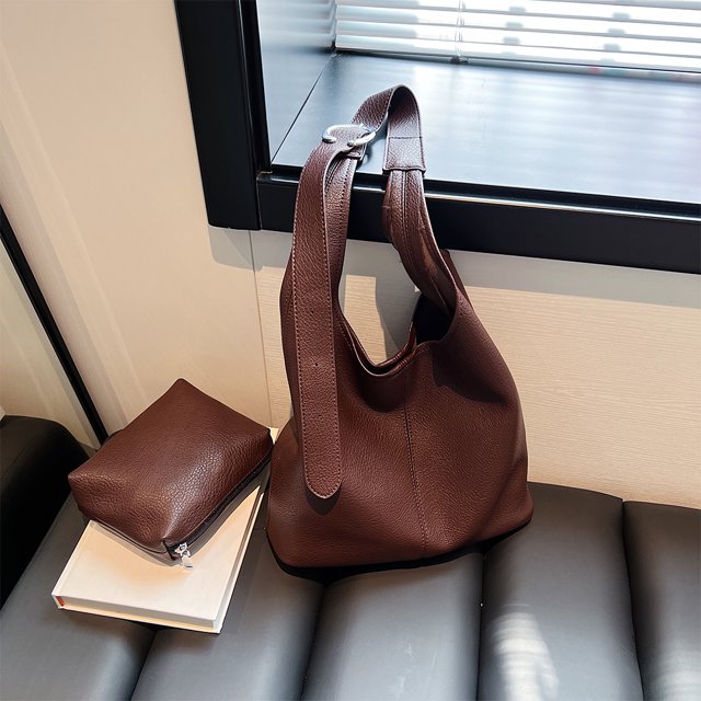 Bolso de hombro casual para mujer, Bolso de compras de cuero PU, Bolso bandolera con monedero