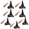thumbnail image 1 of Miangastore Halloween Witch Broom Hat Set 14Pcs Wooden And Fabric For Parties And Dances, 1 of 8