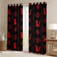 thumbnail image 2 of Feelyou Cat Black Out Curtains, Black Red Boho Aztec Curtains Pack of 2 (42x63 Each), 2 of 6