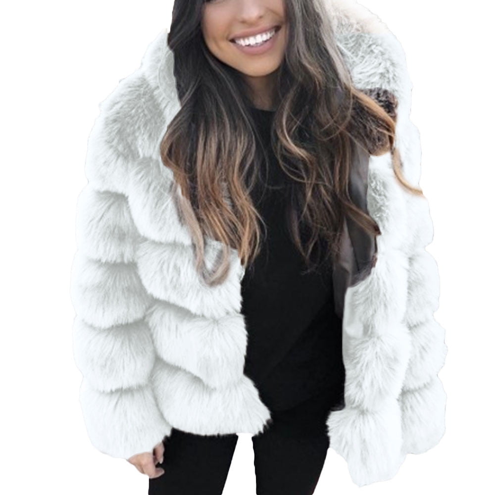 hooded faux fur jacket womens