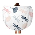 thumbnail image 1 of JSDART 60 Pouces Ronde Plage Serviette Couverture Libellule Libellules et Feuilles de Ginkgo Modèle Abstrait Beau Voyage Cercle Circulaire Serviettes Tapis Tapis Plage Jeter, 1 of 2