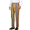 thumbnail image 4 of INSPIRE CHIC Pantalon pour Homme à Rayures Colorées Audacieuses Coupe Régulière devant Plat Pantalon Habillé 32 Multicolore, 4 of 5