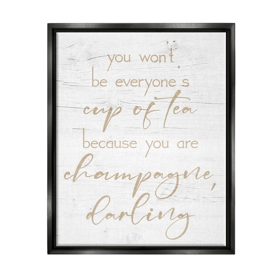 Stupell You Are Champagne Darling Encouragement Food & Beverage Painting Black Floater Framed Art Print Wall Art