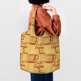 thumbnail image 6 of XMXT Canvas Tote Bag for Women, Cartoon Coffee Yellow Graffiti Large Reusable Shopping Bags, Multicolor, 6 of 7