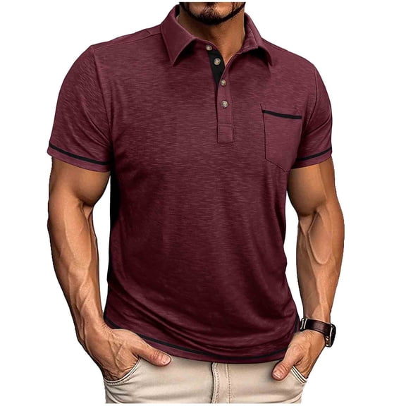 BUIGTTKLOP Mens Casual T Shirts Short Sleeve Shirts Button up Collared Gym Workout Athletic Tees