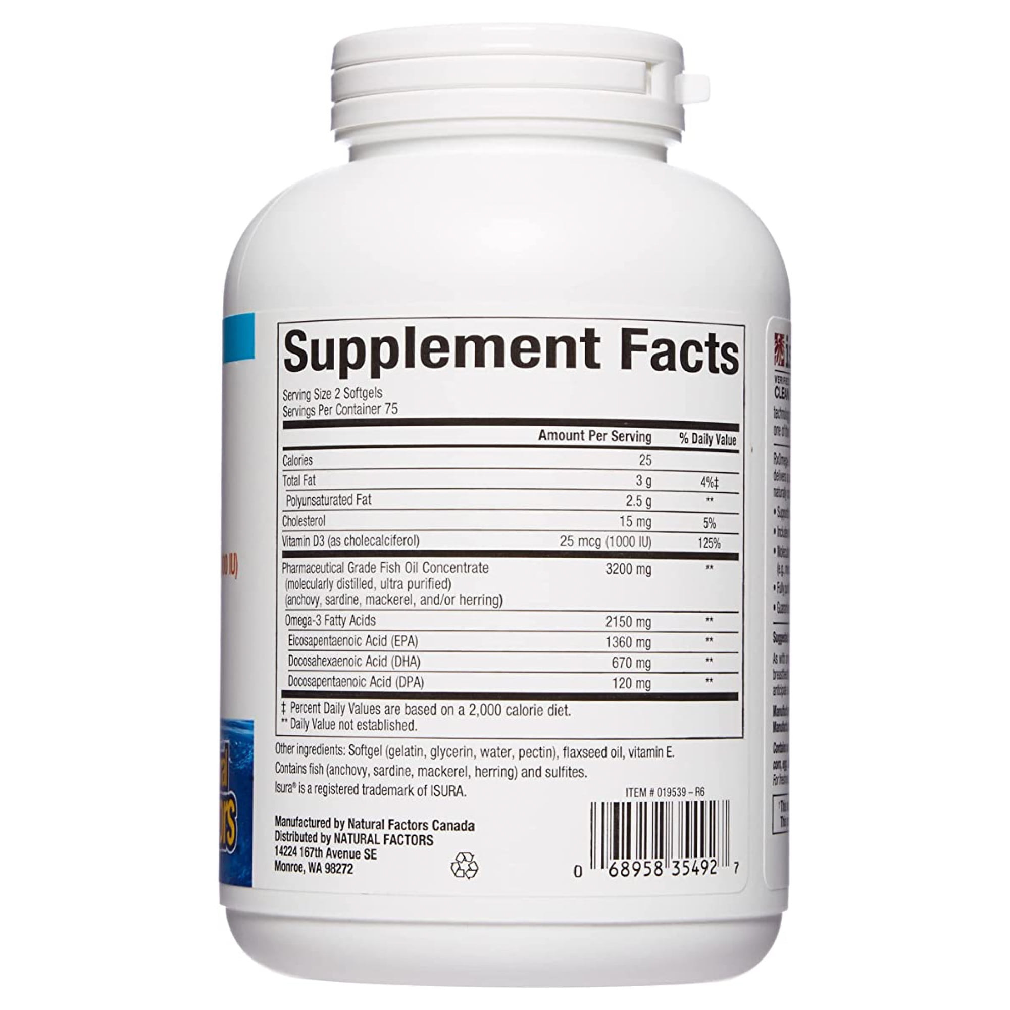 Natural Factors Ultra Strength Rxomega-3 Fish Oil, 150 Softgels
