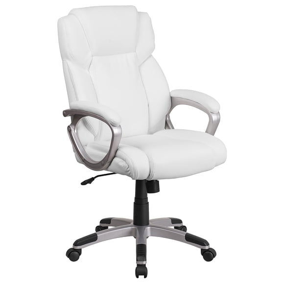Scranton & Co Contemporary Faux Leather Mid-Back Executive Chair in White