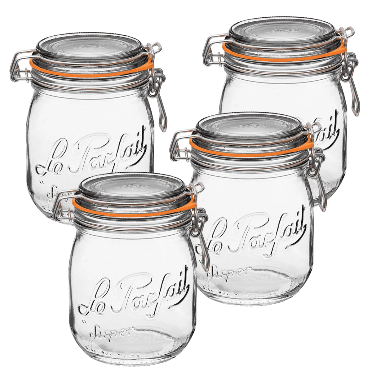 Rounded French Glass Storage Jar With Airtight Rubber Seal - 3L