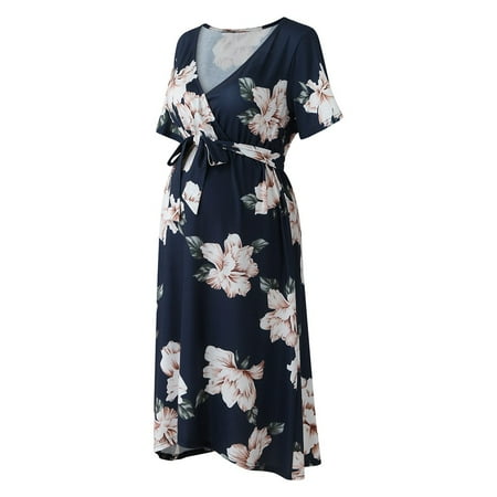 

Lace Sleeveless Dress Women Women Maternity Short Sleeve V-neck Floral Print Nursing Dress With Belt Fall Wedding Dresses