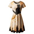 thumbnail image 1 of Mujeres de Halloween Sexy Casual cuello redondo vestidos de verano Midi longitud Swing verano estampado playa A-line vestido de manga corta Pompotops  ghjkhdj14924, 1 of 5
