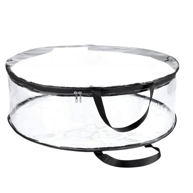 FUYPSE 2026 New Arrivals Home Textile Storage Furniture Christmas Wreath Storage Bag 24 Inch PVC Holiday Organizer Reusable Storage Container for Christmas Decorations Home Daily Use