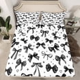 thumbnail image 2 of Manfei Teens Children Cartoon Ribbon Bowtie 4pcs Bed Sheets,Black White King Sheets,Love Heart Print Super Cozy Sheet Set,Ultra Soft Home Decor, 2 of 7