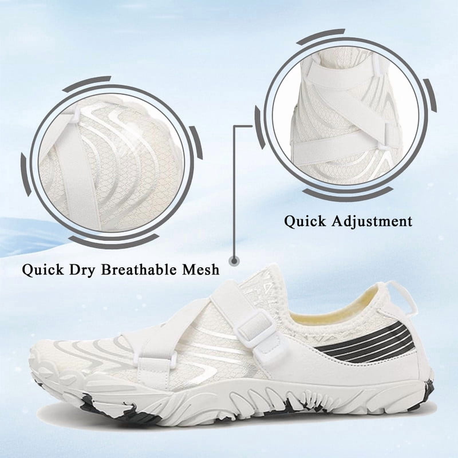 Stepedia Women's Wide Barefoot Water Shoes Quick Dry Athletic Beach Shoes, White US 9.5