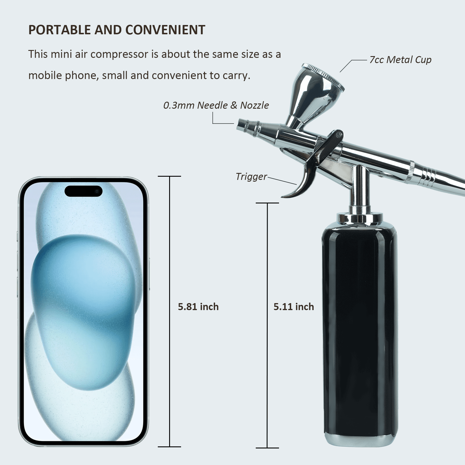High air Flow Airbrush Kit,Portable Airbrush Compressor, Rechargeable Cordless Airbrush, Mini Air Brush, Handheld Airbrush Gun for Barber, Model Painting, Nail Art, Makeup, Tattoo