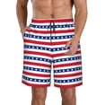 thumbnail image 2 of Uemuo American Patriotic Stars And Stripes Pattern Men's Swim Trunks Hawaiian Beach Bathing Suit Swimsuits Beach Quick-Dry Shorts with Pockets-X-Large, 2 of 9