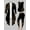 D1_Black, variant on Women's Pink Black Plaid Three-Piece Casual Outfit Irregular Hanky Hem Open Front Cardigan + Solid Spaghetti Strap Cami & High Waist Full Length Leggings