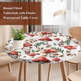 thumbnail image 4 of Red Mushrooms Round Tablecloth, Fitted Table Cover with Elastic for 55"-60" Round Tables, Maple Leaves Plants Country Botanical Table Cloth Outdoor Indoor Dinning Party Waterproof Tablecloths, 4 of 7