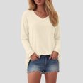 thumbnail image 7 of Godom V Neck T Shirts for Women Long Sleeve Tops Solid Color Tee Casual Shirts, 7 of 7
