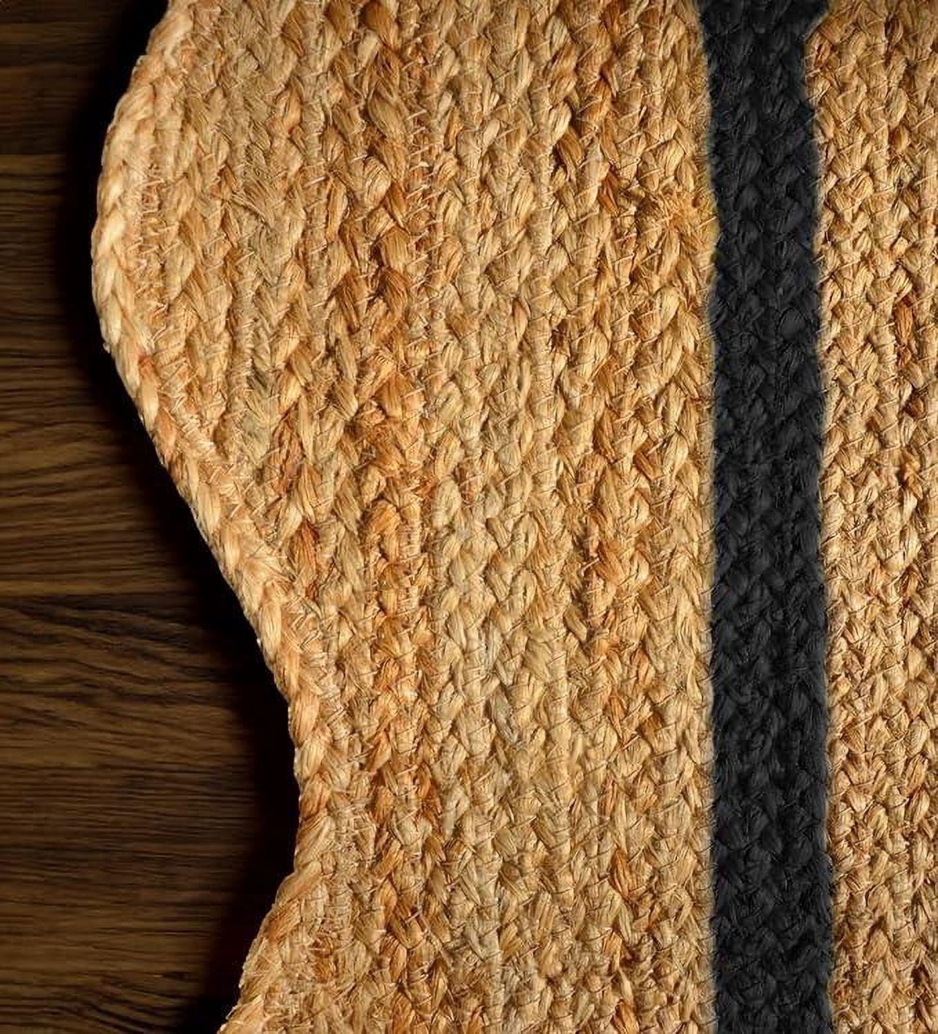 Scalloped Design Natural Jute Area Rugs with Black Border Size 4 x 4 Square Feet ( 120 cm x 120 cm )