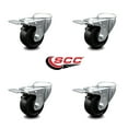 thumbnail image 2 of 3 Inch Soft Rubber Swivel Bolt Hole Caster Set with Total Lock Brake SCC, 2 of 2
