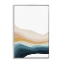 Stupell Industries Peach Swirl Landscape Abstract Painting Gray Framed Art Print Wall Art, 12 x 18